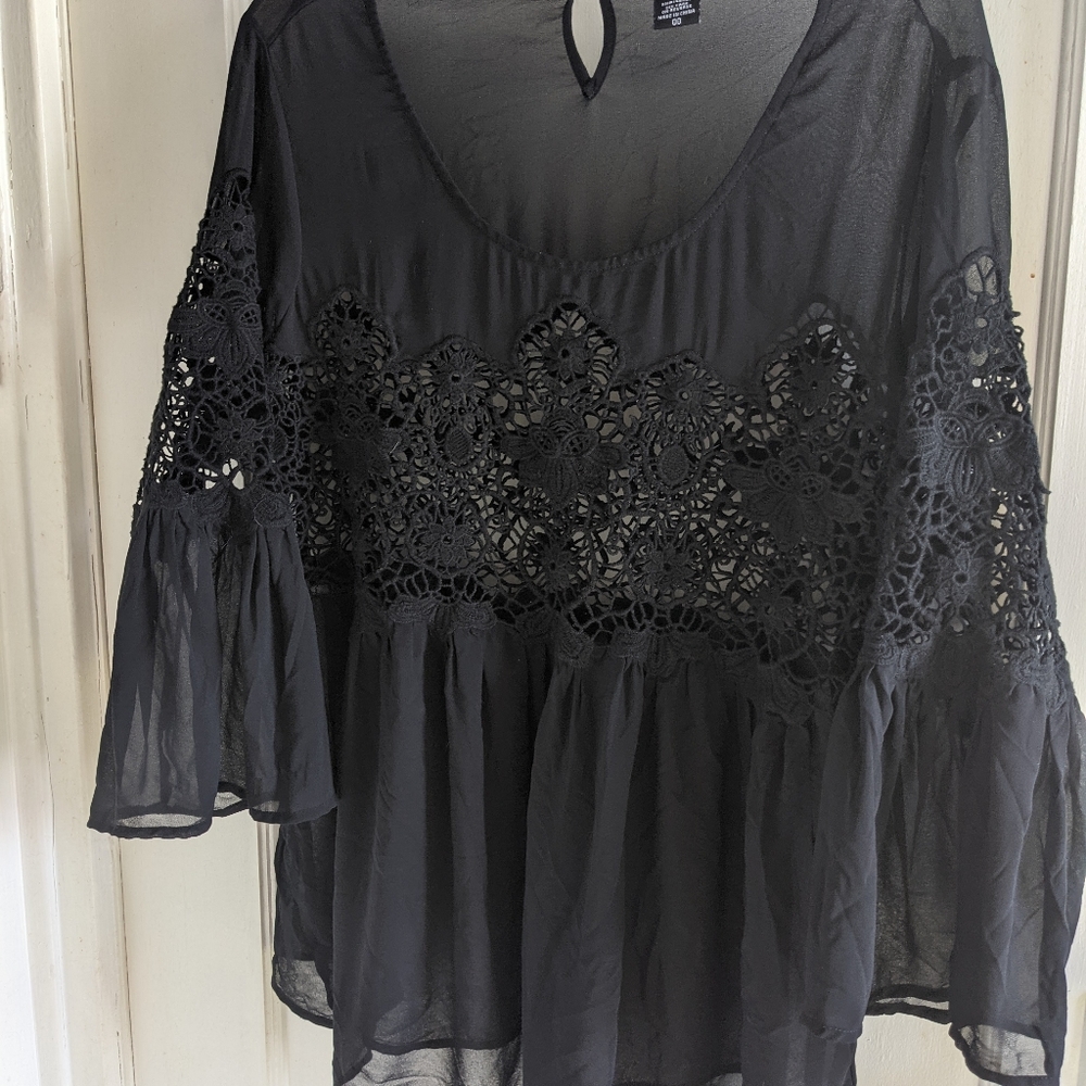 Torrid Sheer Embroidered Top